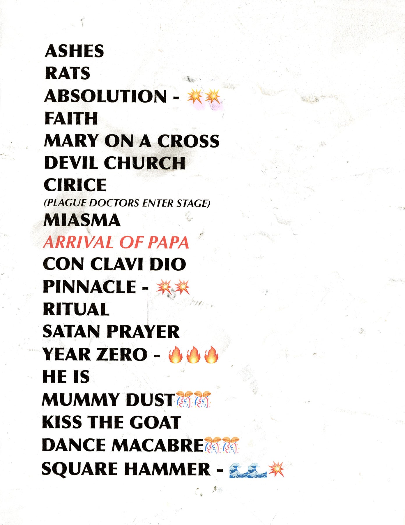Ascension Set List 